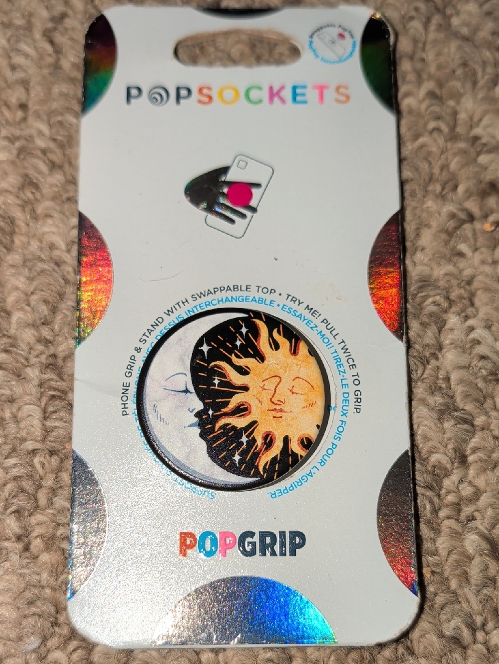 PopSocket PopGrip Sun&Moon Design - Black,White,Yellow,Orange
